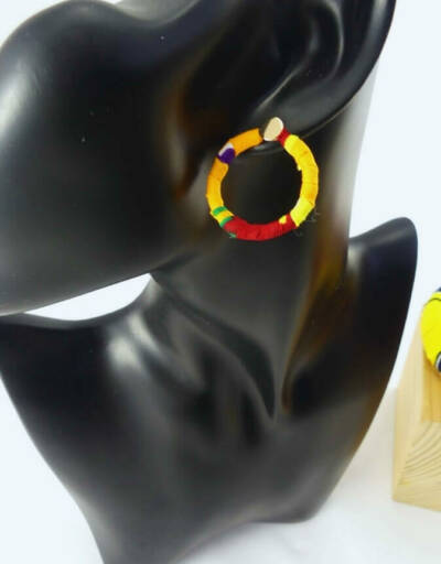 Boucles d'oreilles Rita, boucles d'oreilles créole wax africain tissu ethnique