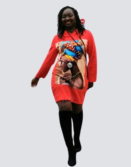 Pull en coton rouge en wax africain