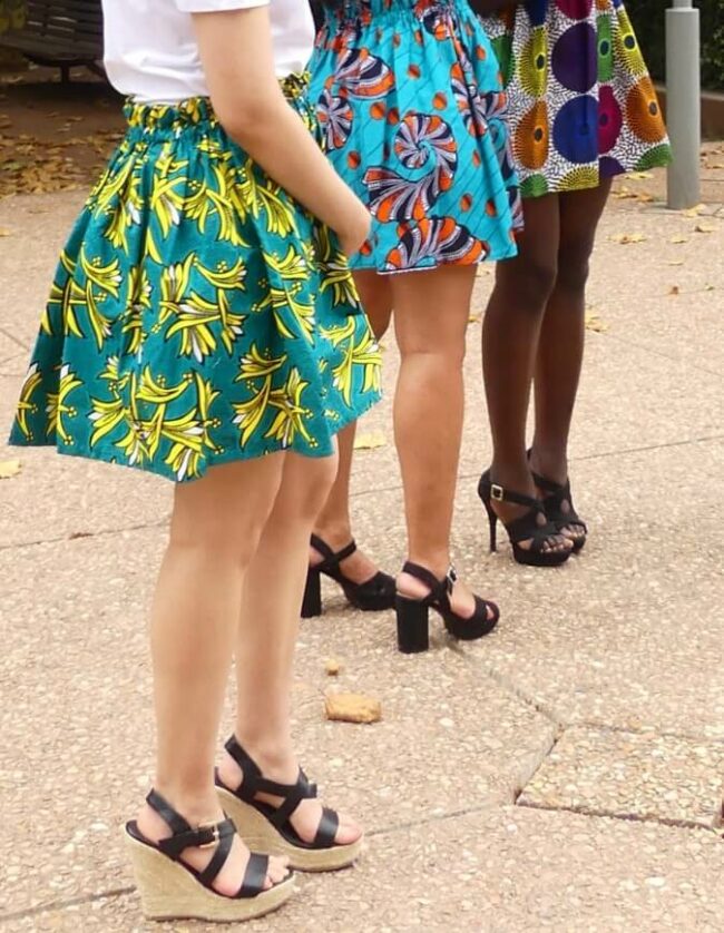 Jupe Lulu à pétales verte, wax africain wax jupe patineuse évasée wax africain femme. jupe patineuse wax africaine ethnique jupe midi africaine wax pagne pour femme fleuri été