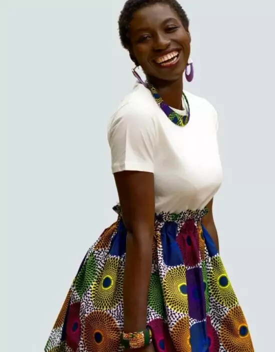 Jupe Lulu violet vert, wax africain wax jupe patineuse évasée wax africain femme. jupe patineuse wax africaine ethnique jupe midi africaine wax pagne pour femme fleuri été