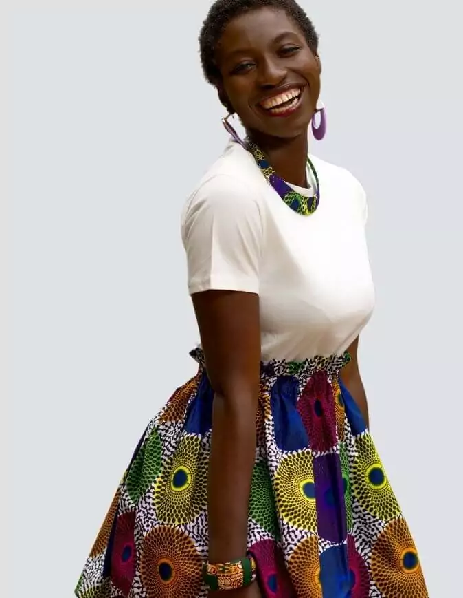 Jupe Lulu violet vert, wax africain wax jupe patineuse évasée wax africain femme. jupe patineuse wax africaine ethnique jupe midi africaine wax pagne pour femme fleuri été
