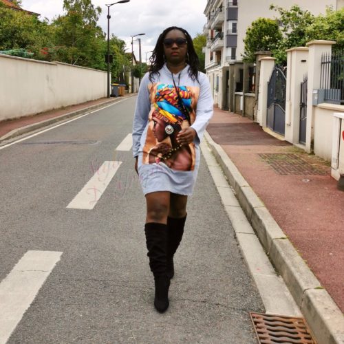 Pull gris à motifs Africain