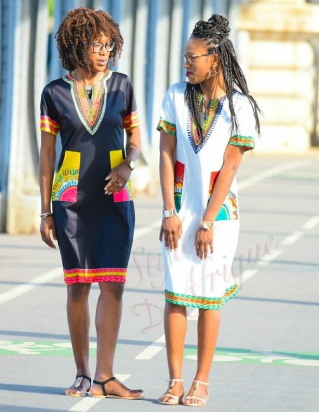robe DASHIKI jaune robe droite DASHIKI extensible africain