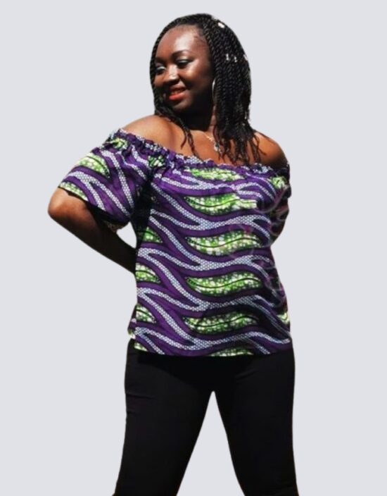 Top épaules dénudées feuillage haut vêtement femme wax africain tissu ankara