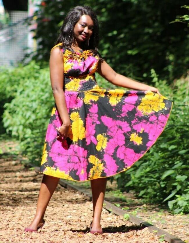 Robe été Céleste en wax africain motifs ethnique coton été