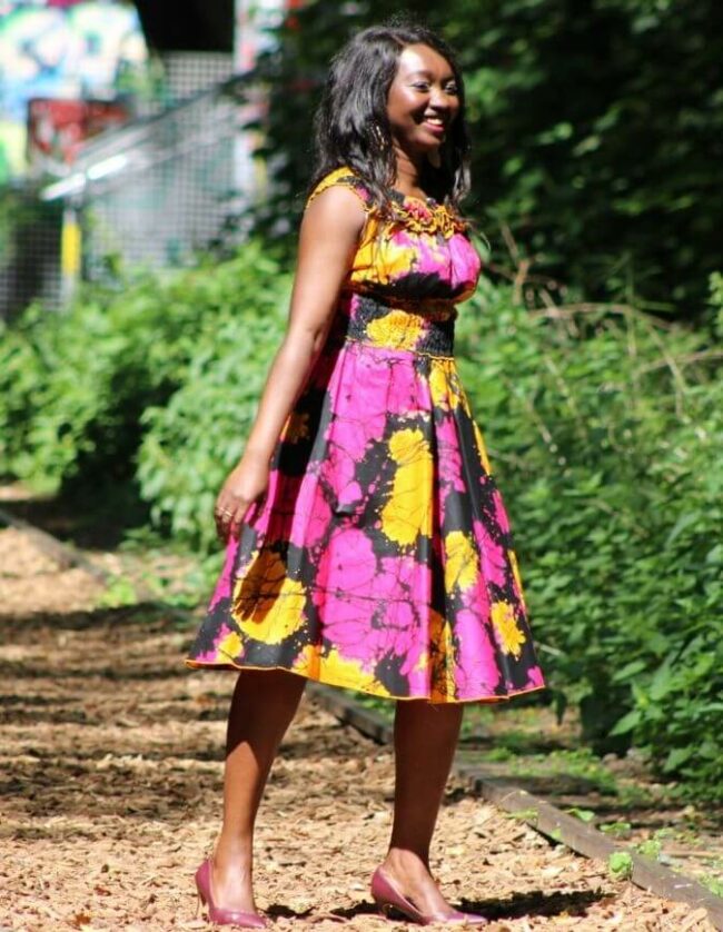 Robe été Céleste en wax africain motifs ethnique coton été