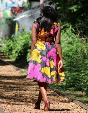 Robe été Céleste en wax africain motifs ethnique coton été