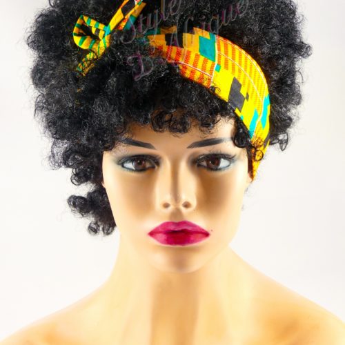 Très beau headband articulé KENTE serre-tête bandeau de couleur jaune semi rigide. Bandeau en tissu africain idéal cadeau femme