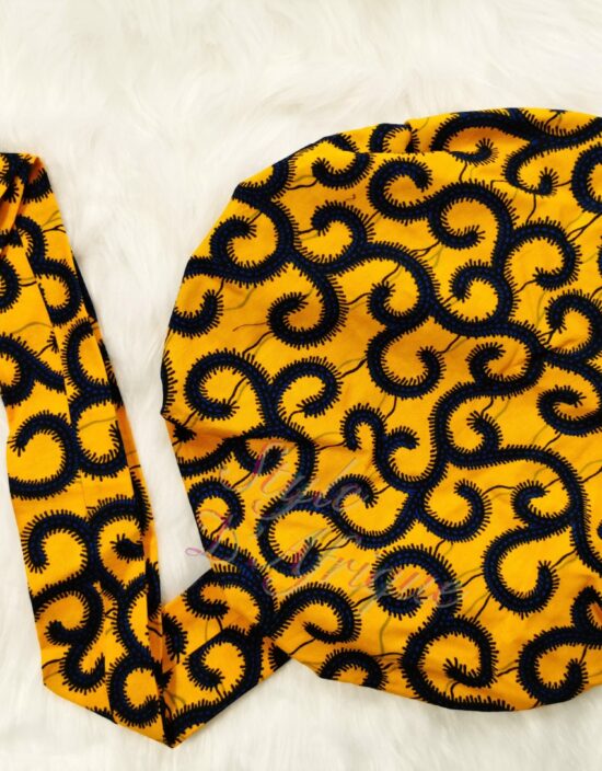 Turban Bonnet satin moutarde WAX