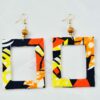 boucles d'oreilles carrées wax africain