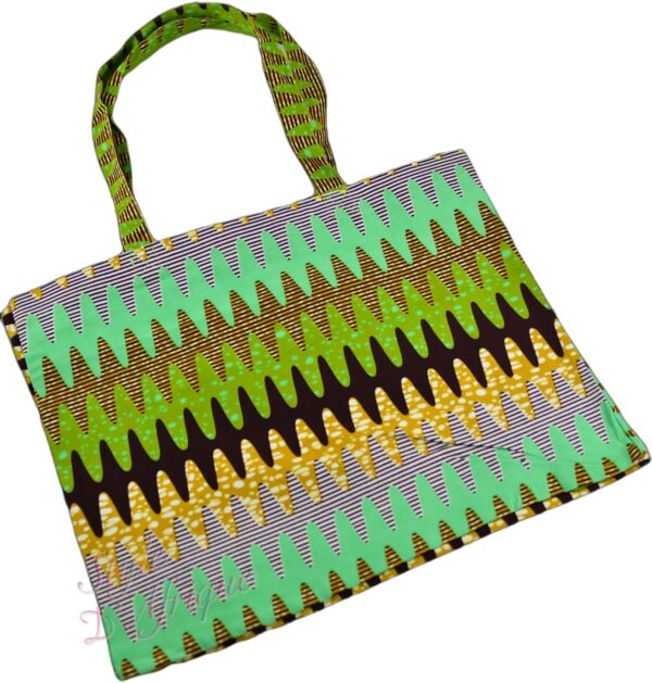 Tote bag wax Nkayi vert totebag tote-bag Sac pochette wax africain ankara