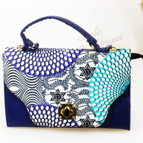 sac makasi bleu tissu wax africain ethnique chic sac à main