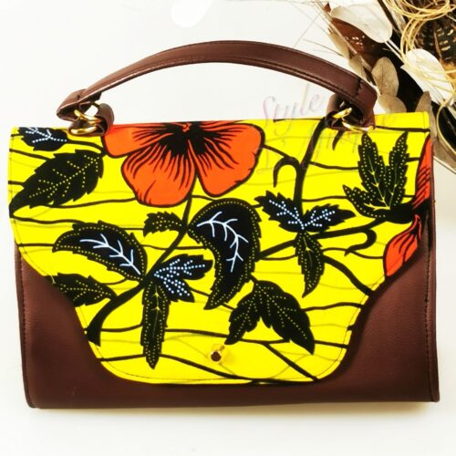 sac makasi Hibiscus tissu wax africain ethnique chic sac à main