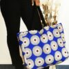 sac caba molletonné Disque totebag tote-bag Sac pochette wax africain ankara