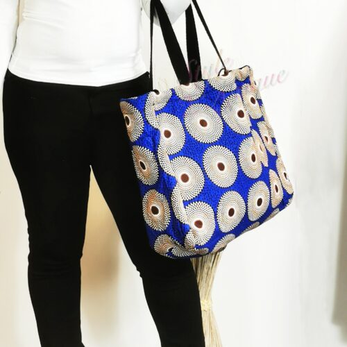 sac cabas molletonné Disque totebag tote-bag Sac pochette wax africain ankara