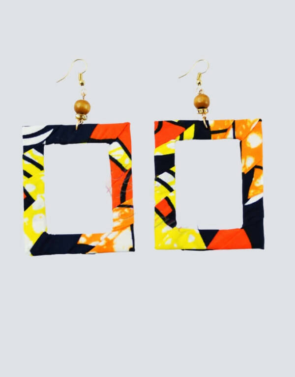 boucles d'oreilles carrées wax africain