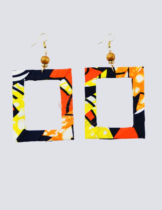 boucles d'oreilles carrées wax africain