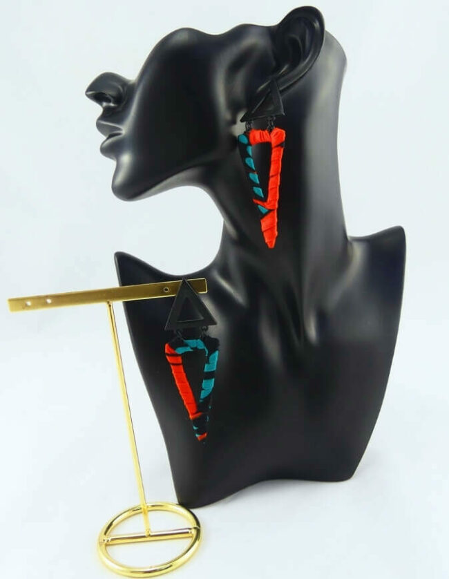 boucles d'oreilles triangle wax africain
