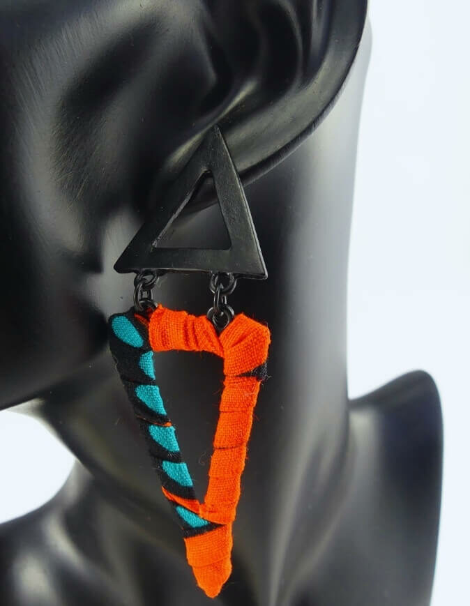 boucles d'oreilles triangle wax africain