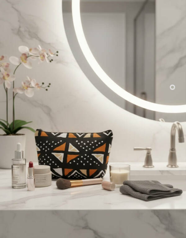 trousse de toilette motifs bogolan