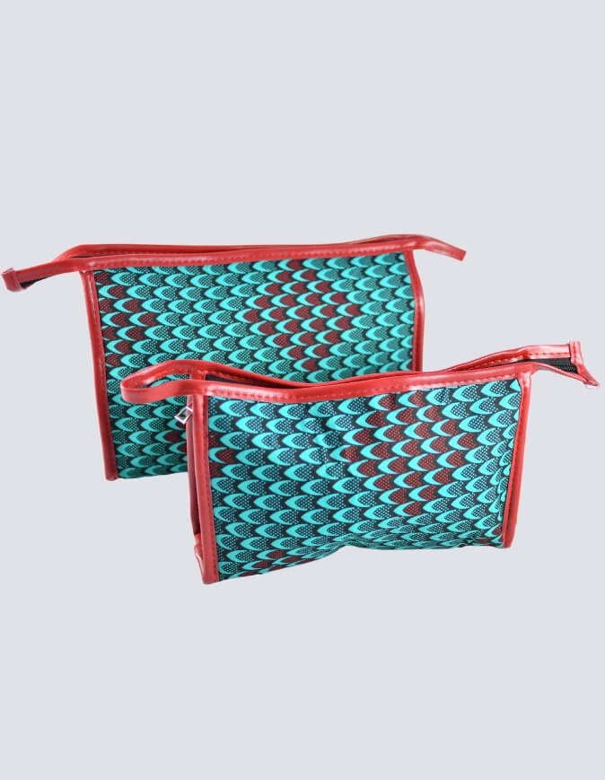trousse de toilette wax vert pochette sac