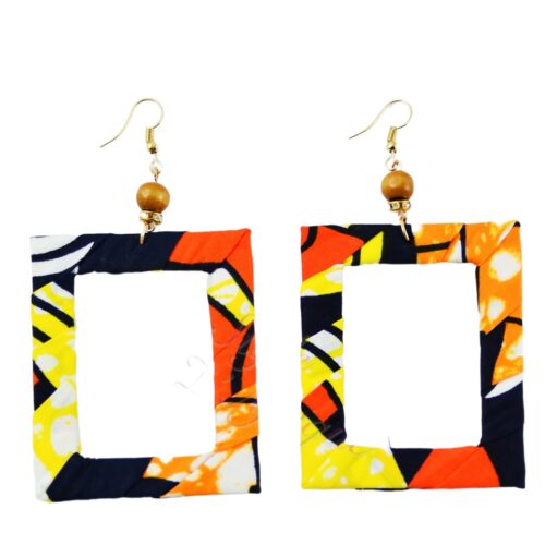 boucles d'oreilles carrées wax africain