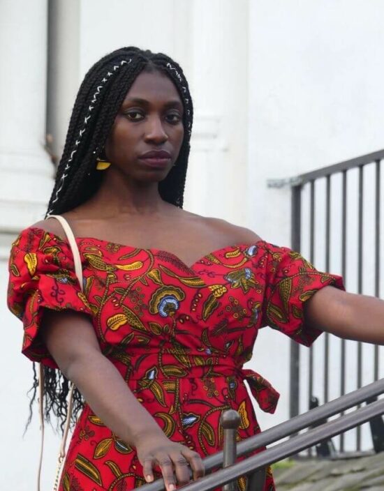 Robe été Mya verte en wax africain, tissu africain coloré
