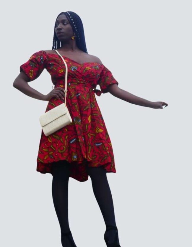 Robe été Mya verte en wax africain, tissu africain coloré