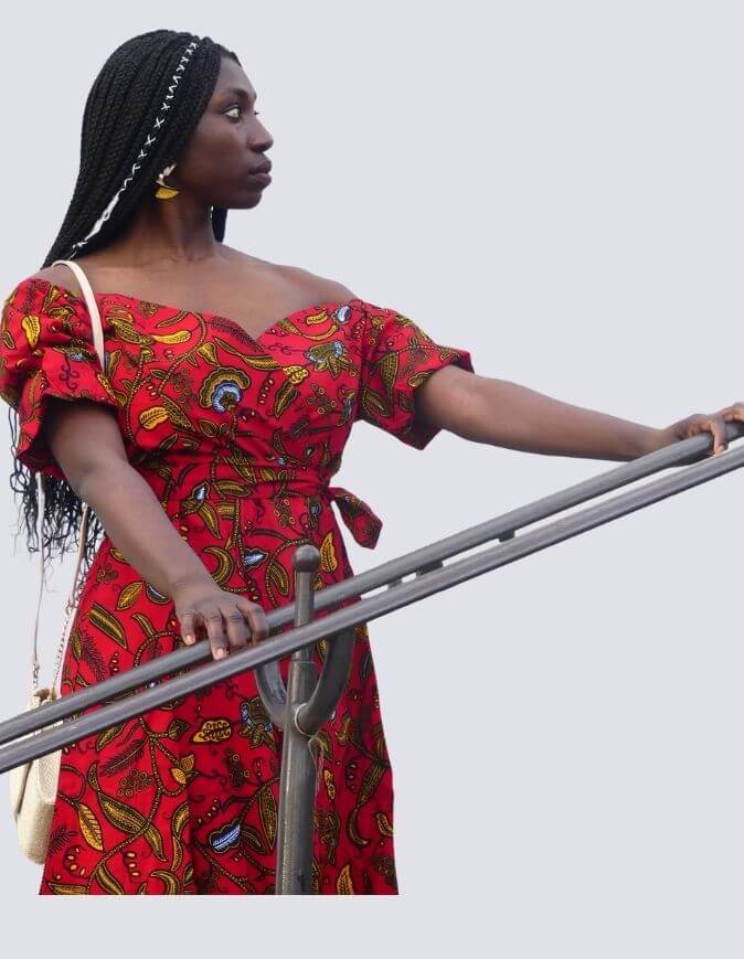 Robe ete Mya rouge en wax africain coton Style d Afrique