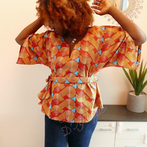 Haut KIMONO motifs wax ethique africain pagne tissu coloré