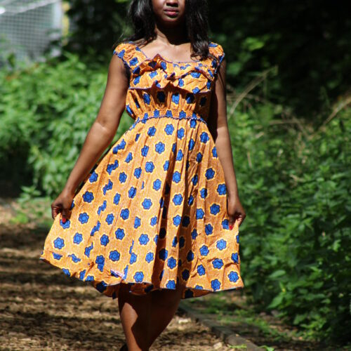 Robe été Victorine en wax africain motifs ethnique coton été