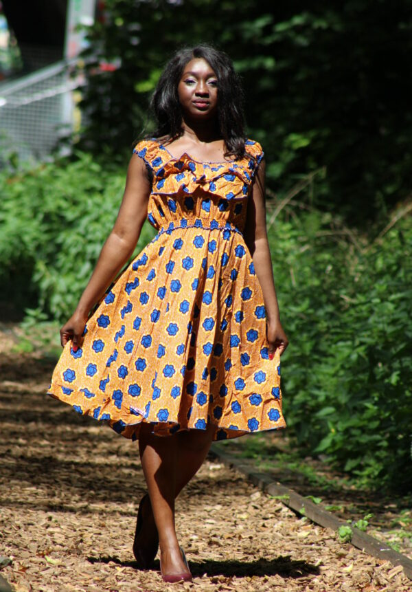 Robe été Victorine en wax africain motifs ethnique coton été