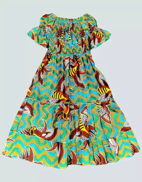 Robe été Lydia en wax africain motifs ethnique coton été