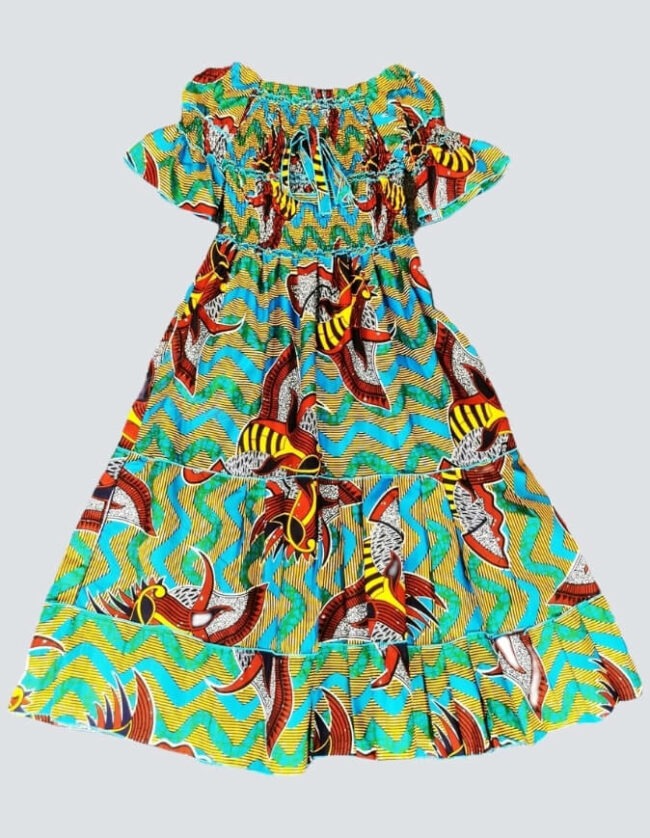 Robe été Lydia en wax africain motifs ethnique coton été