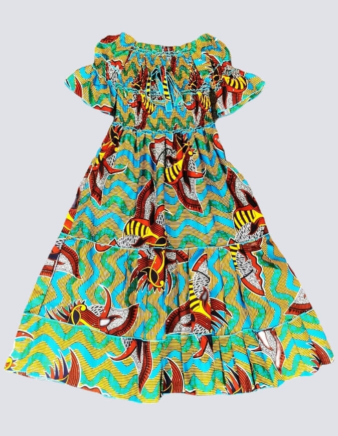 Robe été Lydia en wax africain motifs ethnique coton été