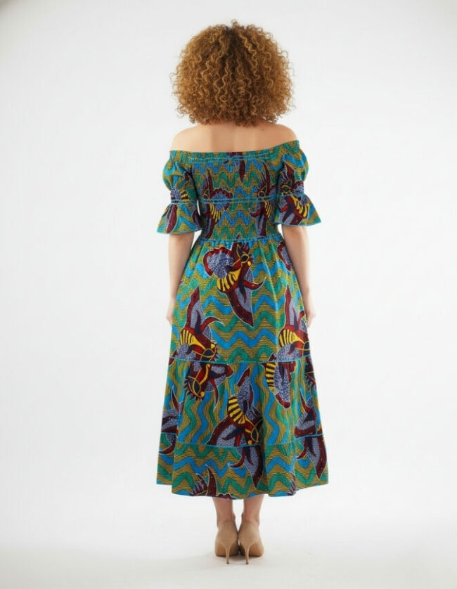 Robe été Lydia en wax africain motifs ethnique coton été