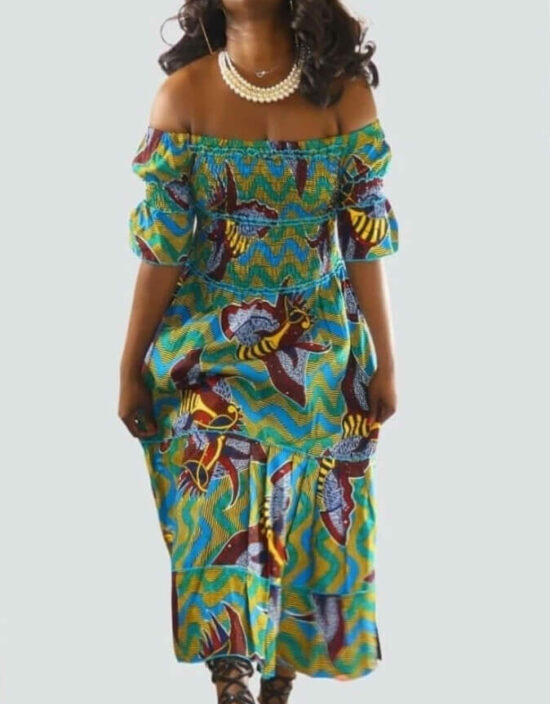 Robe été Lydia en wax africain motifs ethnique coton été