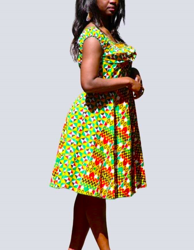 Robe été Rebecca en wax africain motifs ethnique coton été