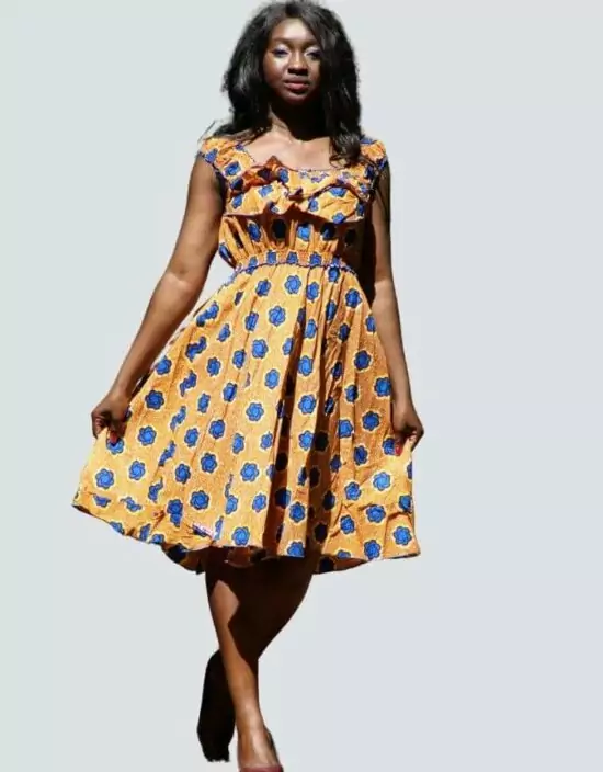Robe été Victorine en wax africain motifs ethnique coton été