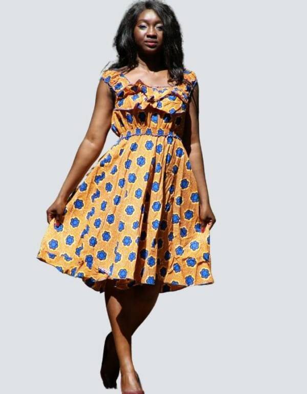 Robe été Victorine en wax africain motifs ethnique coton été
