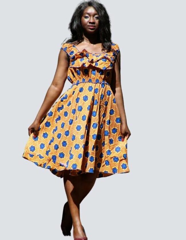 Robe été Victorine en wax africain motifs ethnique coton été