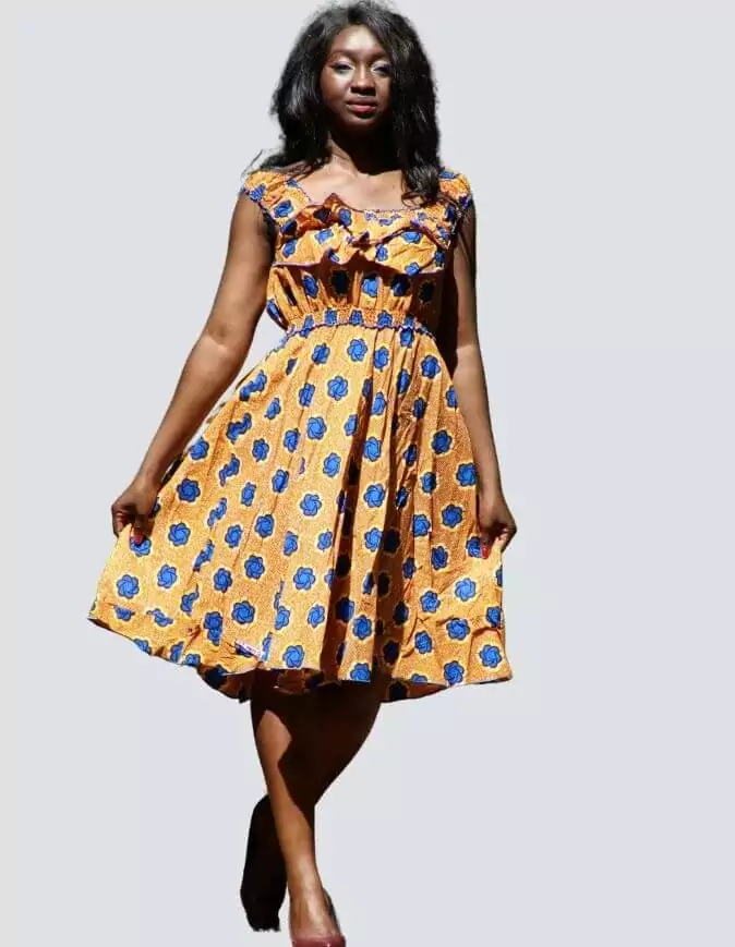 Robe été Victorine en wax africain motifs ethnique coton été