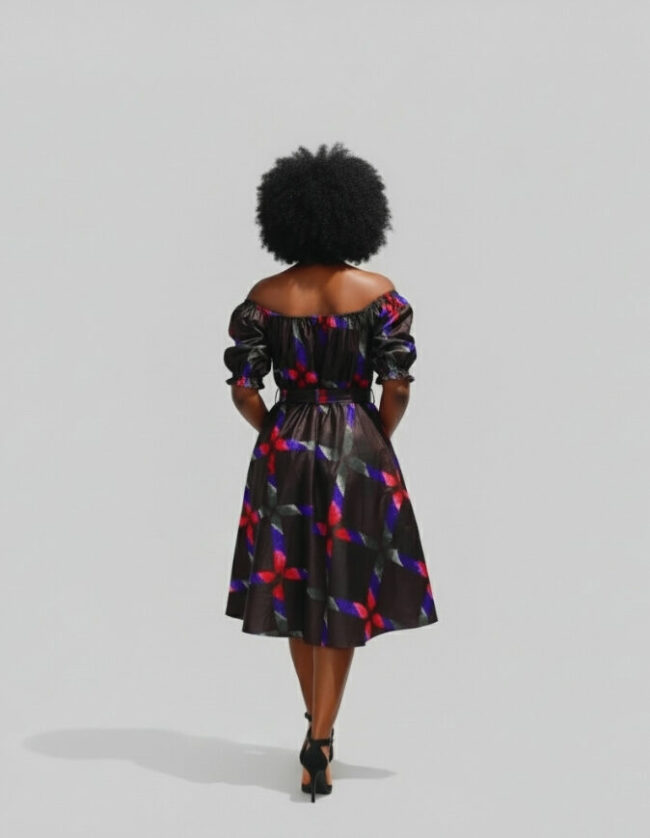 Robe été évasée bazin wax africain femme
