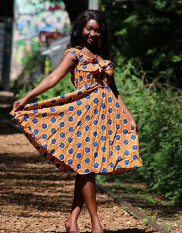 Robe été Victorine en wax africain motifs ethnique coton été