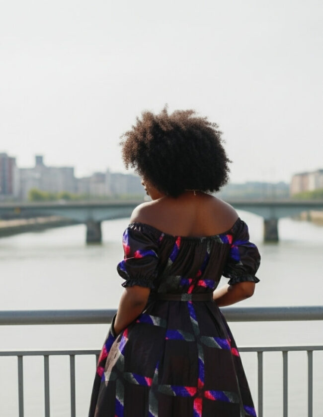 Robe été évasée bazin wax africain femme