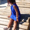 Robe fillette Tyna WAX bleue été en tissu africain coton