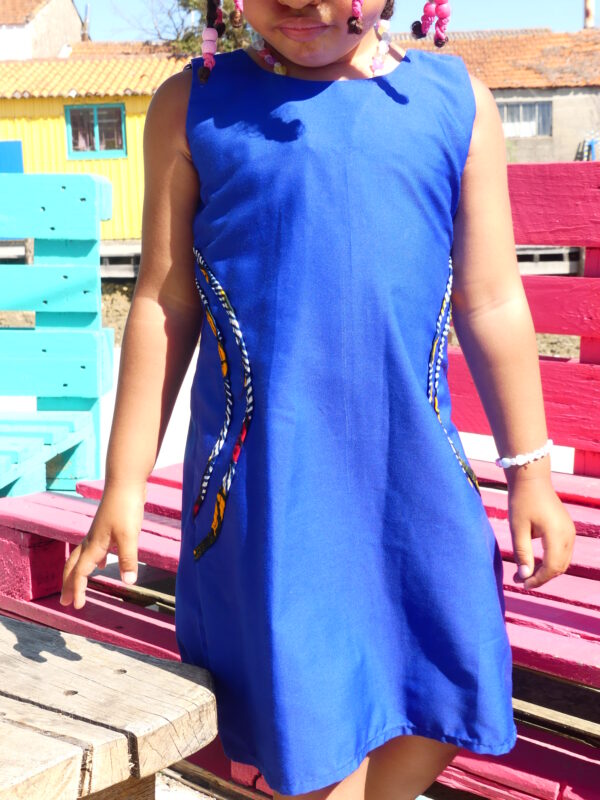 Robe fillette Tyna WAX bleue été en tissu africain coton