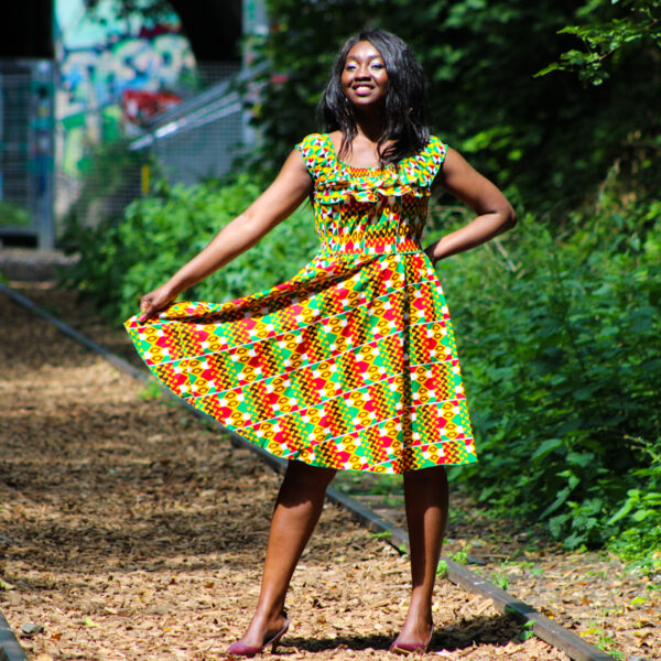 Robe été Rebecca en wax africain motifs ethnique coton été