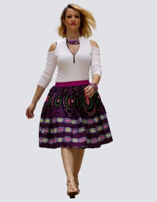 Jupe wax violet élastique jupe patineuse évasée wax africain femme. jupe patineuse wax africaine ethnique jupe midi africaine wax pagne pour femme fleuri été