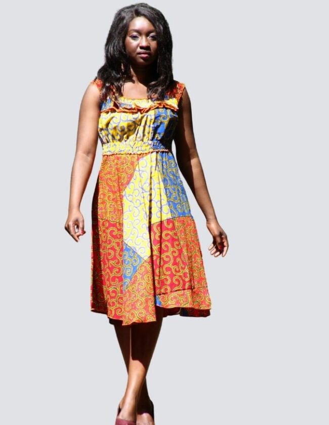 Robe été Valentine en wax africain motifs ethnique coton été